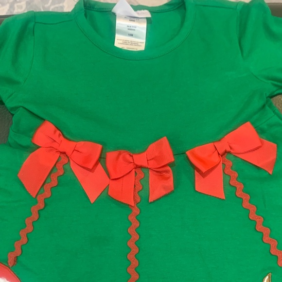 Nordstrom Iris & Ivy Holiday Dress w/ Santa, Reindeer & Sleigh Accents & Bows - Picture 5 of 7